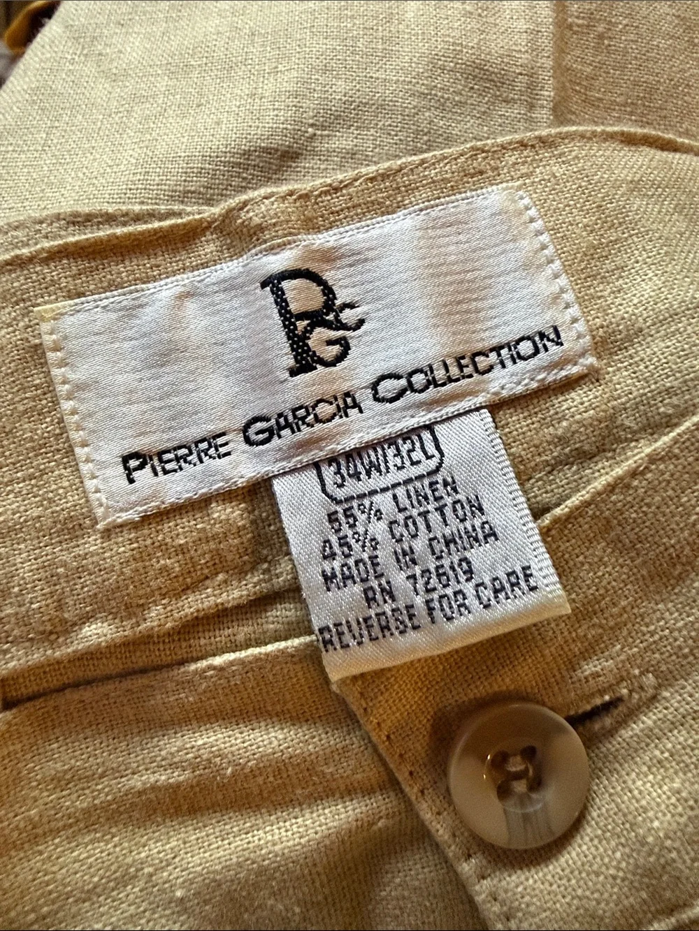 Pierre Garcia Classic Straight-Leg Khaki Pants linen/cotton